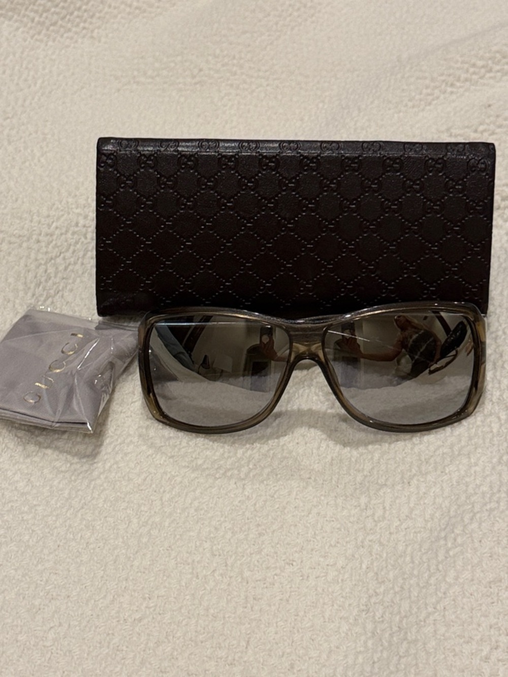 Gucci Brown Gradient Lens Oversized Sunglasses with Logo Case